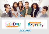 Bild mit Jugendlichen und den Logos vom Boys Day und Girls Day
